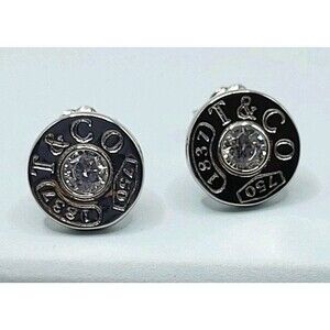 Tiffany & Co White Gold 1837 Circle Stud Earrings With 750 Backs